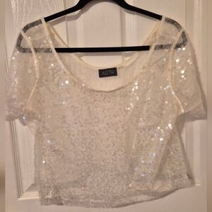 ASTR Women's Sparkling Sequin Blouse - White